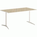 TABLE TAMARIS 180 X 80 PL.CHÊNE NAT./BLANC PIET.BLANC/TRANSP - CLEN