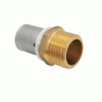 RACCORD PER À SERTIR - UNION MÂLE - DIAMÈTRE 20 MM - FILETAGE 15X21 BOUTTÉ