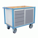 SERVANTE ÉTABLI ÉQUIPÉE 4 TIROIRS + 1 BLOC PORTE PLATEAU MÉDIUM 1060 X 680 MM 500 KG ROUE TPE
