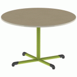 TABLE BANDANA ROND Ø120 T6 PC STR POLY. HM. BEIGE/VERT AC - MOBIDECOR
