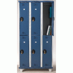 VESTIAIRE ACTU 2 COLONNES 2 CASES SUPERPOSÉES SERRURE À CODE, BLEU RAL 5017 - MANUTAN COLLECTIVITÉS