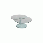 TABLE BASSE 2 PLATEAUX DEMI-LUNE EN VERRE TREMPÉ - GLASS