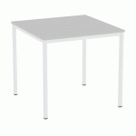 TABLE À MANGER VERSYS AVEC BASE BLANCHE RAL 9003 80 X 80 X 743 CM GRIS CLAIR