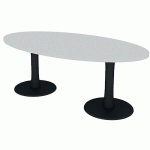 TABLE DE RÉUNION PLATEAU OVALE L.200 BLANC 2 PIEDS - QUADRIFOGLIO