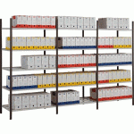 RAYONNAGE ARCHIVES ELÉMENT SUIVANT DOUBLE FACE 5 NIVEAUX L/H/P 129X200X70 CM - MANUTAN COLLECTIVITÉS