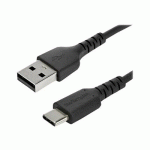 STARTECH.COM 2M USB A TO USB C CHARGING CABLE, DURABLE FAST CHARGE & SYNC USB 2.0 TO USB TYPE C DATA CORD, RUGGED TPE JACKET ARAMID FIBER M/M 60W BLACK, SAMSUNG S10, S20, IPAD PRO, PIXEL - HEAVY DUTY AND RUGGED (RUSB2AC2MB) - CÂBLE USB DE TYPE-C - USB PO