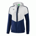 VESTE À CAPUCHE - ERIMA - TRACKTOP SQUAD FEMME BLANC/NEW NAVY/SLATE GREY