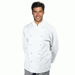 VESTE CHEF CUISINIER LIVORNO BOUTONS PLATS BLANC 100% COTON