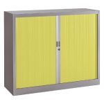 ARMOIRE MÉTAL CLASSTOUT COLOR - A RIDEAUX - L. 120 X H. 100 CM - CORPS ALUMINIUM  - RIDEAUX ANIS