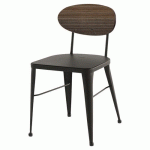 CHAISE AUSTIN DOS PIN VIEILLI FONCÉ - ASS/PIÈT ACIER ANTHRA - JAYSO