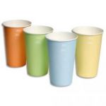 HUHTAMAKI SACHET DE 100 GOBELETS 4 COLORIS 25CL BOISSONS FROIDES EN CARTON ÉPAIS - H. 11,75 CM DIAM. 8 CM