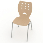 CHAISE COLLECTIVITÉS COLLECTIVA -4 PIEDS MÉTAL FINITION ALU - HÊTRE - LOT DE 4