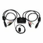 STARTECH.COM SWITCH COMMUTATEUR KVM 2 PORTS USB, HDMI AVEC AUDIO ET CÂBLES POUR 2 PC SUR 1 ÉCRAN - AUTO ALIMENTÉ