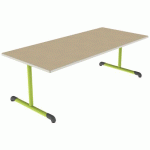 TABLE BANDANA 180X80 T3 DL STR POLY. HÊTRE MIEL BEIG/VERT AC - MOBIDECOR