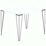 TABLE RÉUNION LORI 100 X 80 CM PLATEAU BLANC PIED NOIR - MBA