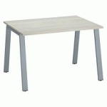 BUREAU DROIT INDIVIDUEL CHÊNE GRIS 120 X 80 CM, PIÉTEMENT MÉTAL ALUMINIUM - ARCH
