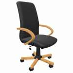 FAUTEUIL DIRECTION MIRAGE CUIR NOIR ACC BOIS TEINTÉS CHÊNE - NOWY STYL