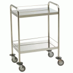 GUÉRIDON DE SOIN INOX 2 PLATEAUX AVEC GALERIES 75 X 50 CM - MANUTAN COLLECTIVITÉS