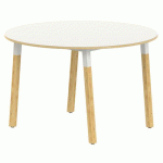 TABLE 4P INCL. MÉTAL/BOIS RONDE Ø 120 T3 STRAT ABS BLANC/ALU