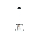 SUSPENSION HARLEM 1 AMPOULE MÉTAL,CÂBLE EN TISSU NOIR - NOIR