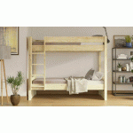 PACK LIT SUPERPOSÉ JAVARI + 2 MATELAS  BOIS NATUREL 90X200 CM/OPT:MATELAS ARNO LATEX