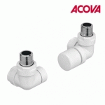 PACK ROBINETTERIE BLANC MANUELLE THERMOSTATISABLE ÉQUERRE D'ANGLE DROIT POUR SÈCHE-SERVIETTES - ACOVA 991491