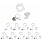 KIT SPOT LED GU10 ORIENTABLE CARRÉ BLANC AVEC AMPOULE LED 8W (PACK DE 10) - BLANC CHAUD 2300K - 3500K SILUMEN BLANC