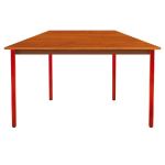 TABLE MODULAIRE DOMINO TRAPÈZE - L. 120 X P. 60 CM - PLATEAU TECK - PIEDS ROUGE
