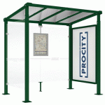 ABRI BUS MILAN 2.50 M 1 VITRINE 1 BARDAGE LATÉRAL VERT 6005 - PROCITY