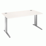 BUREAU DROIT EXCELLENS L 160 CM PIÉTEMENT MÉTAL PLUS BLANC / ALUMINIUM