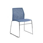 CHAISE DE RÉUNION & VISITEUR PIXEL - PIÈTEMENT FILO CHROME - POLYPROPYLÈNE - BLEU