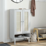 VIDAXL - ARMOIRE À CHAUSSURES SENJA ASPECT ROTIN BLANC BOIS MASSIF