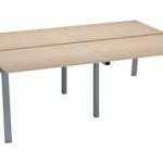 PÔLE DE 4 BUREAUX DROITS CHÊNE CLAIR L 120 X P 80 CM PIÉTEMENT MÉTAL ALUMINIUM - ARCH