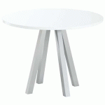 TABLE RÉUNION EVAN Ø 100 CM PIED ALU PLATEAU BLANC - MBA