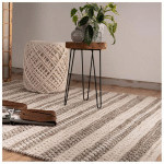 DELADECO - TAPIS 100% LAINE PLAT DESIGN RECTANGLE INDIANA TAUPE 120X170 - TAUPE