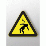 LOT DE 3 - SIGNALÉTIQUE DE DANGER - HAUTE TENSION - W012 - ISO 7010 - 200 MM - VINYLE SOUPLE AUTOCOLLANT