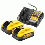 PACK 2 BATTERIES POWERSTACK XR 18V 5AH LI-ION + CHARGEUR - DCB1104H2-QW DEWALT