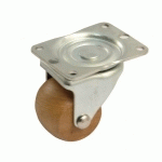 ROULETTE PIVOTANTE PLATINE BOIS - 65 MM - 80 KG - ALÉSAGE LISSE AVL