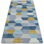 TAPIS NORDIC HEXAGON GRIS ET BLEU G4596 GREY 80X150 CM