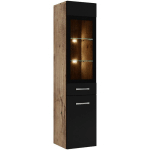 ARMOIRE DE RANGEMENT RIO 131 CM BADPLAATS CHENE / NOIR - HAUT COLONNE - CHÊNE CHÂTAIGNIER AVEC NOIR MAT