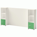ENSEMBLE MEUBLE TV ET RANGEMENT IVO N°3 BLANC/PORTE VERT - QUADRIFOGLIO