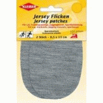 LOT DE 6 - PATCH THERMOCOLLANT JERSEY, GRIS CLAIR CHINÉ