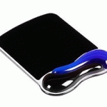 TAPIS SOURIS AVEC REPOSE-POIGNET ERGONOMIQUE NOIR/BLEU