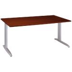 BUREAU DROIT ACTUAL - L. 140 X P. 80 CM - PLATEAU WENGÉ - PIEDS L ALUMINIUM