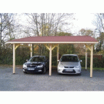 CARPORT BOIS 2 VOITURES MONOPENTE - 4,5X6,32M - TOIT BITUMÉ - AV4563BM HABRITA