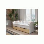PACK LIT BANQUETTE GIGOGNE FLOCON + 2 MATELAS  BLANC ET BOIS 80X190 CM/OPT:MATELAS ARNO LATEX