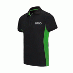 POLO BICOLORE MANCHES COURTES PUBLICITAIRE VELILLA NOIR/VERT - MARQUAGE BRODERIE