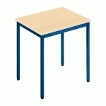 TABLE POLYVALENTE RECTANGLE - L. 70 X P. 60 CM - PLATEAU ERABLE - PIEDS BLEUS