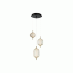 VIOKEF SUSPENSION LED PELLUCID, BRONZE/CLAIR, À 3 LAMPES
