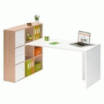 ENSEMBLE BUREAU HOMEOFFICE 9 CASES NOIR BLANC BOIS